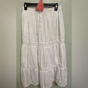 White Boho Maxi Skirt
